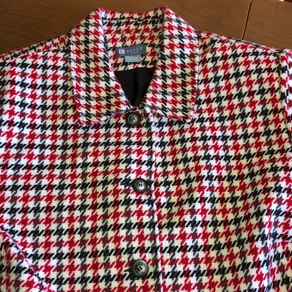 KORET Red & Black Houndstooth Button Front Coat 3X - Picture 1 of 8